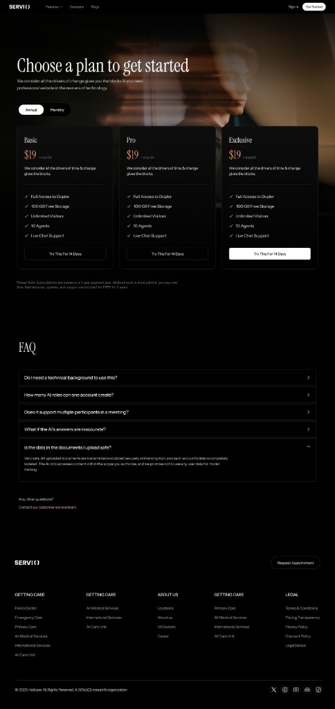 Pricing page